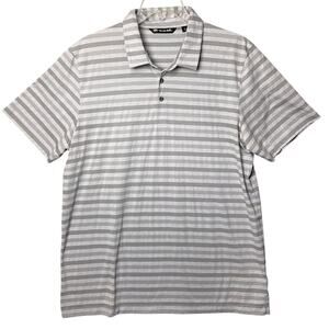 Travis Mathew Striped Polo Shirt Grey White XXL Golfing Athleisure Performance